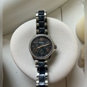 Fossil Black Marble & Rose Gold Watch